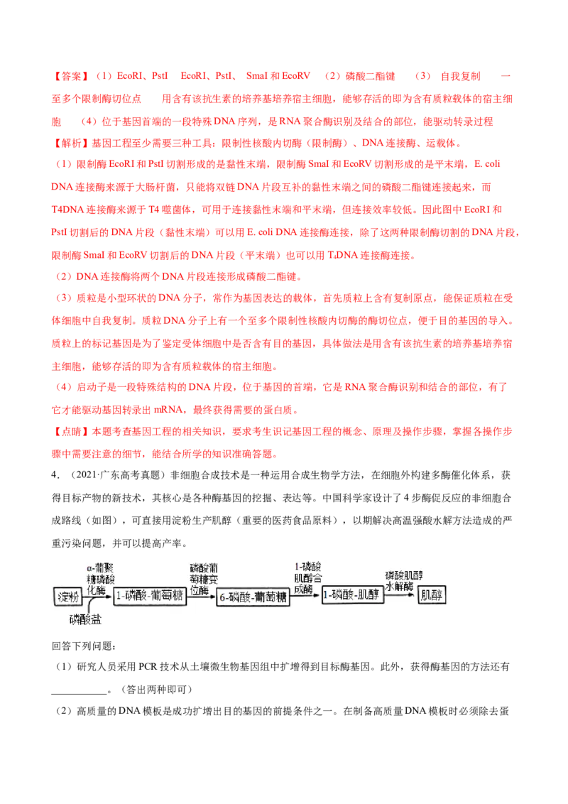 专题12现代生物科技专题-十年（2012-2021）高考生物真题分项汇编（全国通用）（解析版）_高考真题分类汇编(2012-2022)生物_高考真题分项汇编(2012-2021)生物
