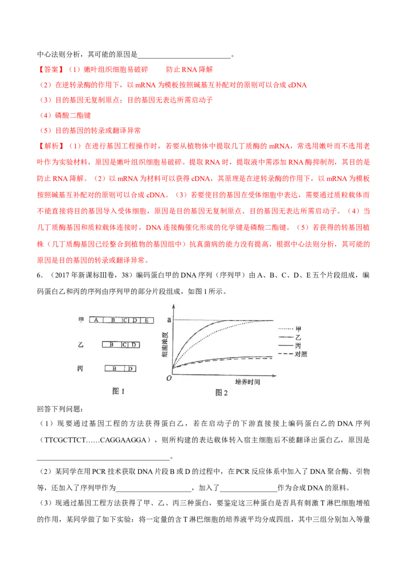 专题12现代生物科技专题-十年（2012-2021）高考生物真题分项汇编（全国通用）（解析版）_高考真题分类汇编(2012-2022)生物_高考真题分项汇编(2012-2021)生物