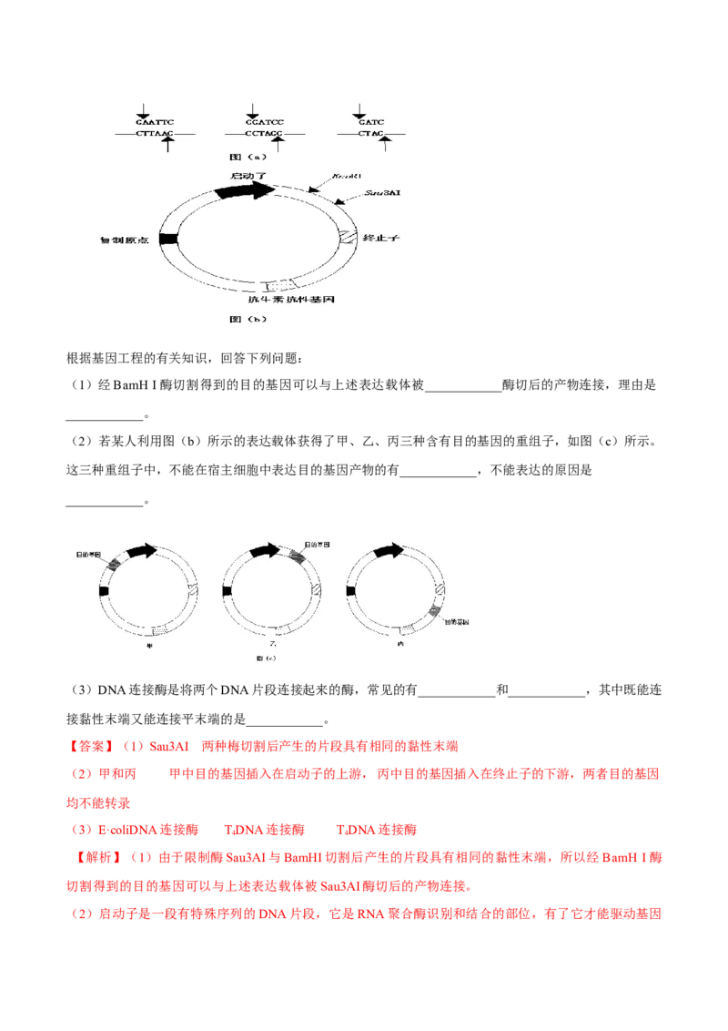 专题12现代生物科技专题-十年（2012-2021）高考生物真题分项汇编（全国通用）（解析版）_高考真题分类汇编(2012-2022)生物_高考真题分项汇编(2012-2021)生物