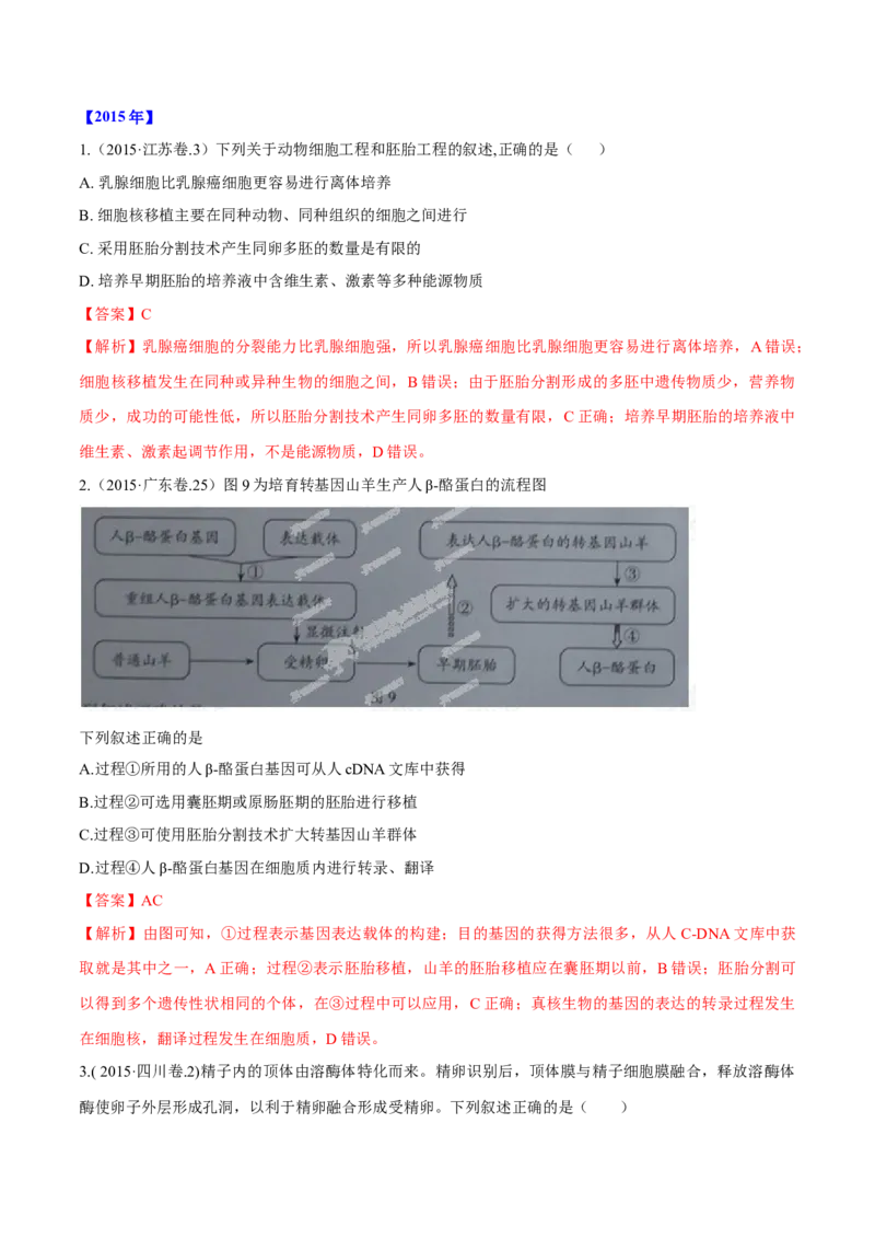 专题12现代生物科技专题-十年（2012-2021）高考生物真题分项汇编（全国通用）（解析版）_高考真题分类汇编(2012-2022)生物_高考真题分项汇编(2012-2021)生物