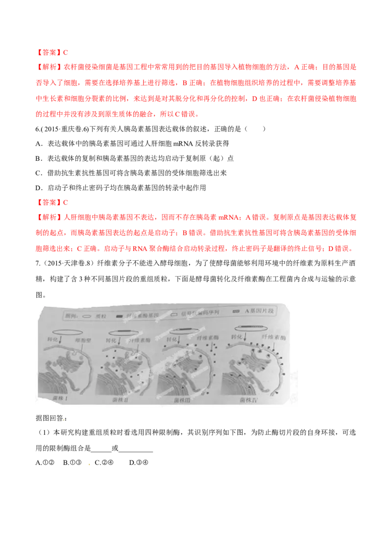 专题12现代生物科技专题-十年（2012-2021）高考生物真题分项汇编（全国通用）（解析版）_高考真题分类汇编(2012-2022)生物_高考真题分项汇编(2012-2021)生物