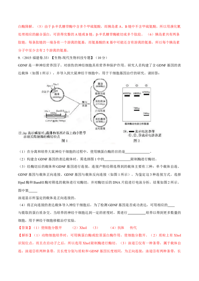 专题12现代生物科技专题-十年（2012-2021）高考生物真题分项汇编（全国通用）（解析版）_高考真题分类汇编(2012-2022)生物_高考真题分项汇编(2012-2021)生物