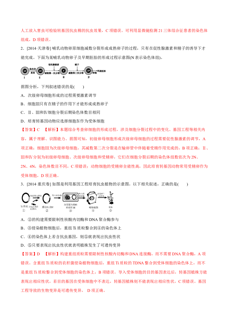 专题12现代生物科技专题-十年（2012-2021）高考生物真题分项汇编（全国通用）（解析版）_高考真题分类汇编(2012-2022)生物_高考真题分项汇编(2012-2021)生物
