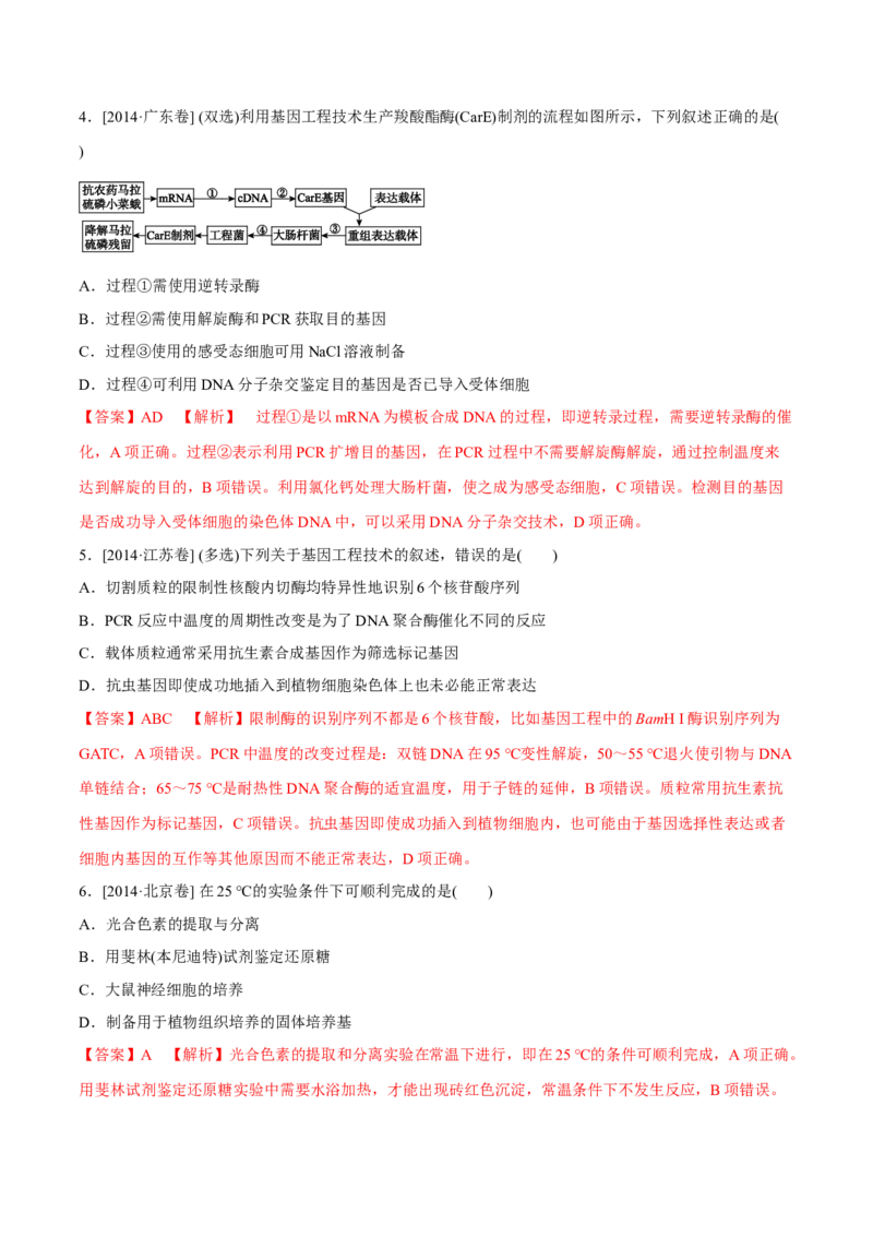 专题12现代生物科技专题-十年（2012-2021）高考生物真题分项汇编（全国通用）（解析版）_高考真题分类汇编(2012-2022)生物_高考真题分项汇编(2012-2021)生物