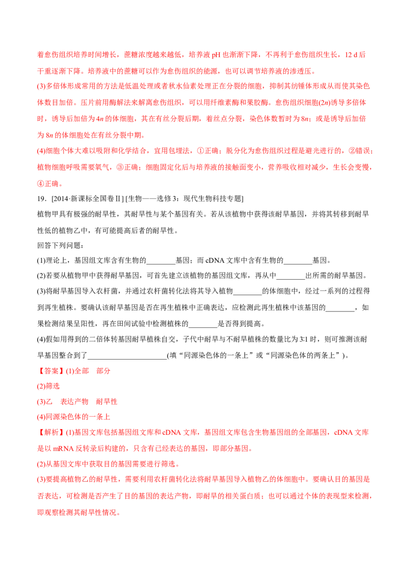 专题12现代生物科技专题-十年（2012-2021）高考生物真题分项汇编（全国通用）（解析版）_高考真题分类汇编(2012-2022)生物_高考真题分项汇编(2012-2021)生物