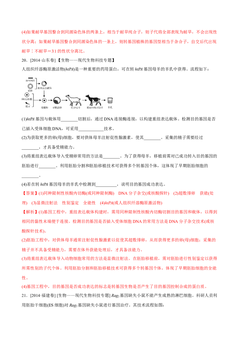 专题12现代生物科技专题-十年（2012-2021）高考生物真题分项汇编（全国通用）（解析版）_高考真题分类汇编(2012-2022)生物_高考真题分项汇编(2012-2021)生物