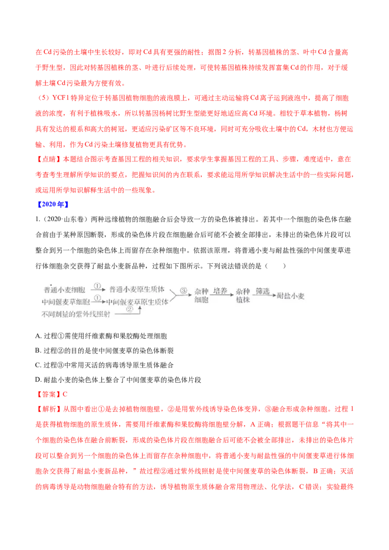 专题12现代生物科技专题-十年（2012-2021）高考生物真题分项汇编（全国通用）（解析版）_高考真题分类汇编(2012-2022)生物_高考真题分项汇编(2012-2021)生物