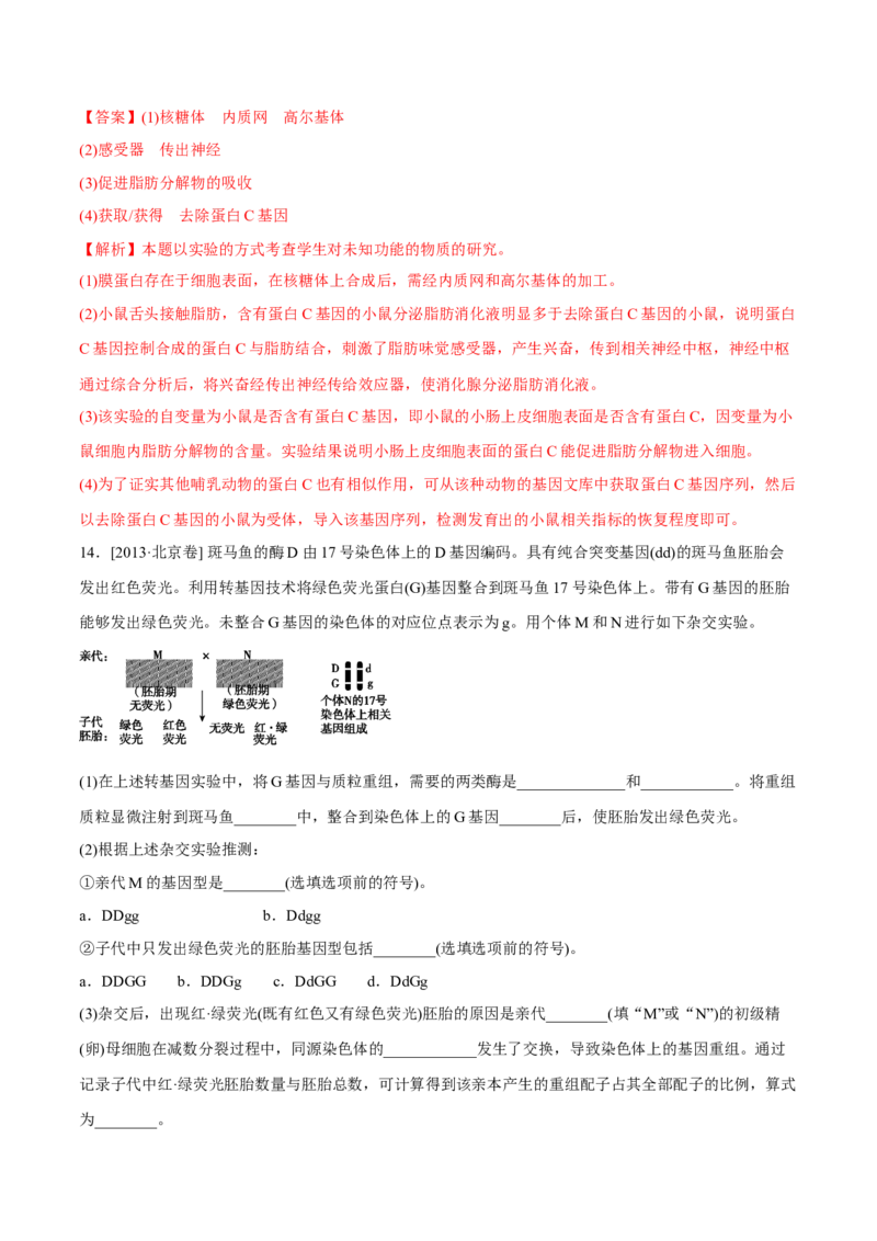 专题12现代生物科技专题-十年（2012-2021）高考生物真题分项汇编（全国通用）（解析版）_高考真题分类汇编(2012-2022)生物_高考真题分项汇编(2012-2021)生物
