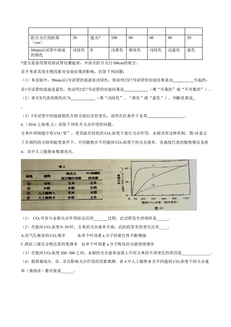 专题14光合作用与呼吸作用综合-十年（2012-2021）高考生物真题分项汇编（全国通用）（原卷版）_高考真题分类汇编(2012-2022)生物_高考真题分项汇编(2012-2021)生物