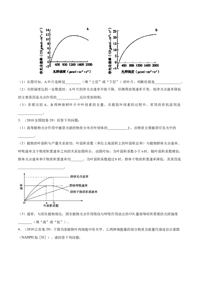 专题14光合作用与呼吸作用综合-十年（2012-2021）高考生物真题分项汇编（全国通用）（原卷版）_高考真题分类汇编(2012-2022)生物_高考真题分项汇编(2012-2021)生物
