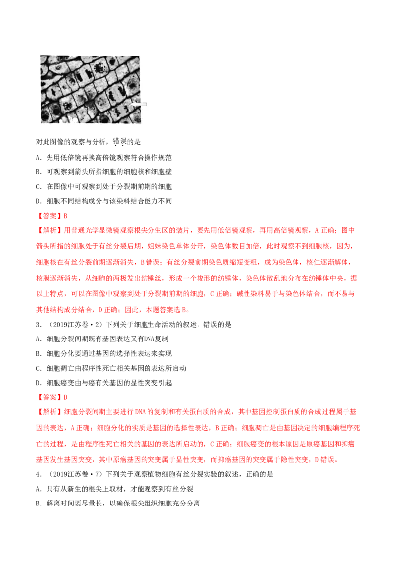 专题03细胞的生命历程-十年（2012-2021）高考生物真题分项汇编（全国通用）（解析版）_高考真题分类汇编(2012-2022)生物_高考真题分项汇编(2012-2021)生物