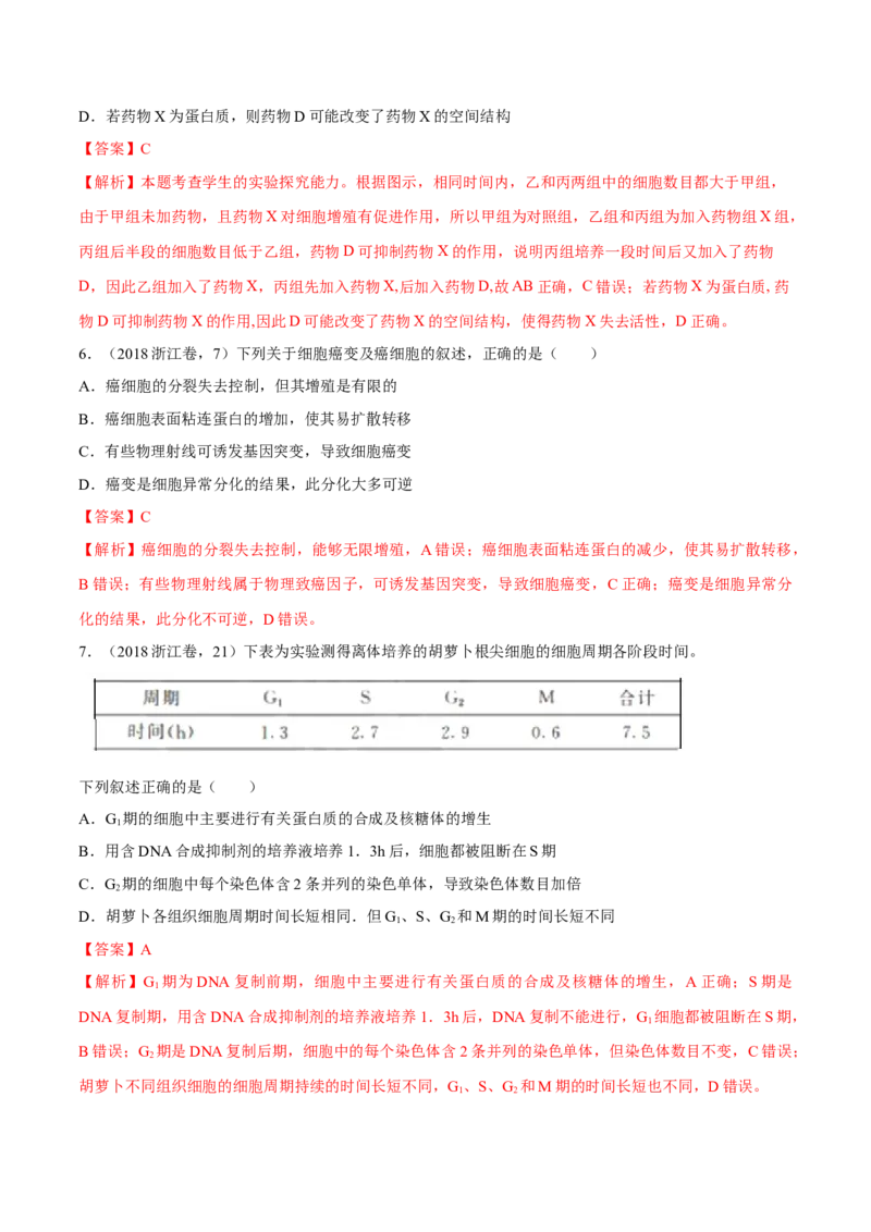 专题03细胞的生命历程-十年（2012-2021）高考生物真题分项汇编（全国通用）（解析版）_高考真题分类汇编(2012-2022)生物_高考真题分项汇编(2012-2021)生物
