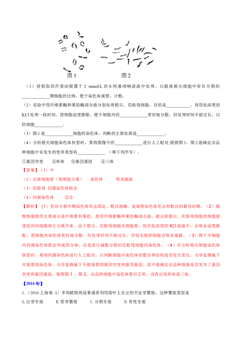 专题03细胞的生命历程-十年（2012-2021）高考生物真题分项汇编（全国通用）（解析版）_高考真题分类汇编(2012-2022)生物_高考真题分项汇编(2012-2021)生物