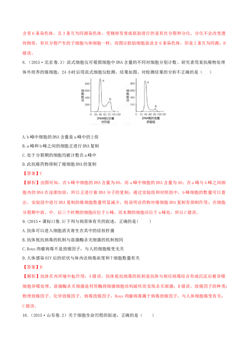 专题03细胞的生命历程-十年（2012-2021）高考生物真题分项汇编（全国通用）（解析版）_高考真题分类汇编(2012-2022)生物_高考真题分项汇编(2012-2021)生物