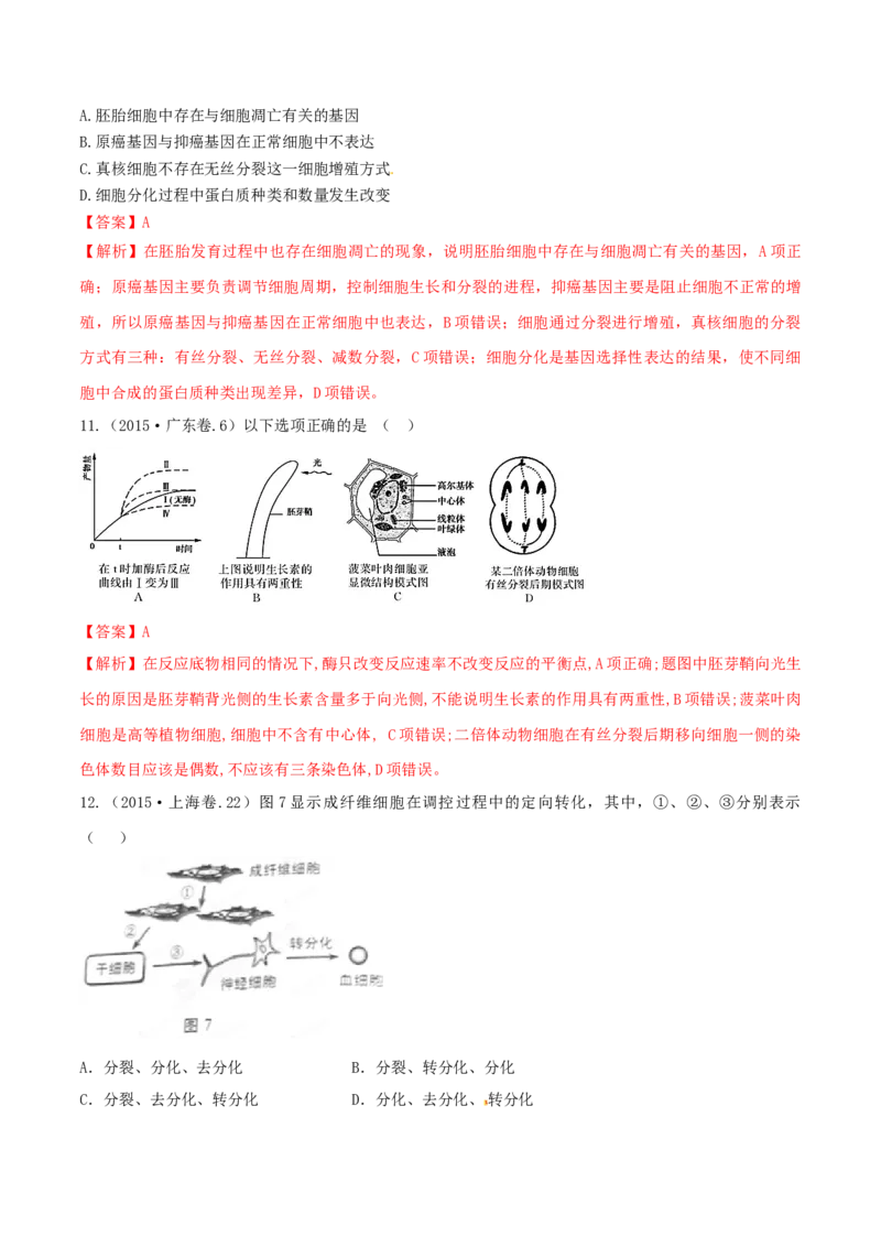 专题03细胞的生命历程-十年（2012-2021）高考生物真题分项汇编（全国通用）（解析版）_高考真题分类汇编(2012-2022)生物_高考真题分项汇编(2012-2021)生物