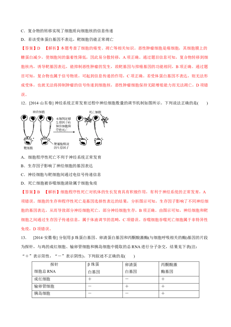 专题03细胞的生命历程-十年（2012-2021）高考生物真题分项汇编（全国通用）（解析版）_高考真题分类汇编(2012-2022)生物_高考真题分项汇编(2012-2021)生物