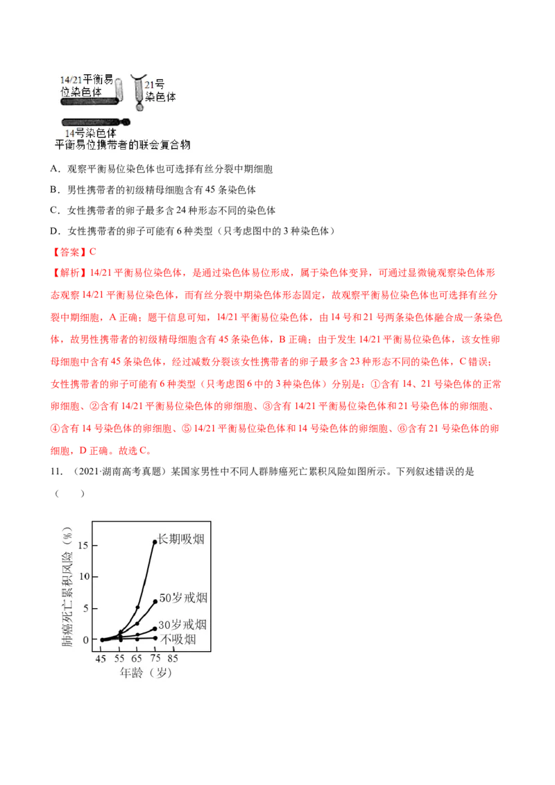 专题03细胞的生命历程-十年（2012-2021）高考生物真题分项汇编（全国通用）（解析版）_高考真题分类汇编(2012-2022)生物_高考真题分项汇编(2012-2021)生物