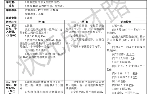 第2课时1000以内数的认识（2）_1-6年级下册_R2数下新插图版_旧教材资源_R2数下教案+学案_导学案_7万以内数的认识