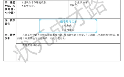 第2课时数学思考（2）（导学案）_1-6年级下册_R6数下新插图版_R6数下教案+学案_导学案_第6单元整理和复习_4.数学思考