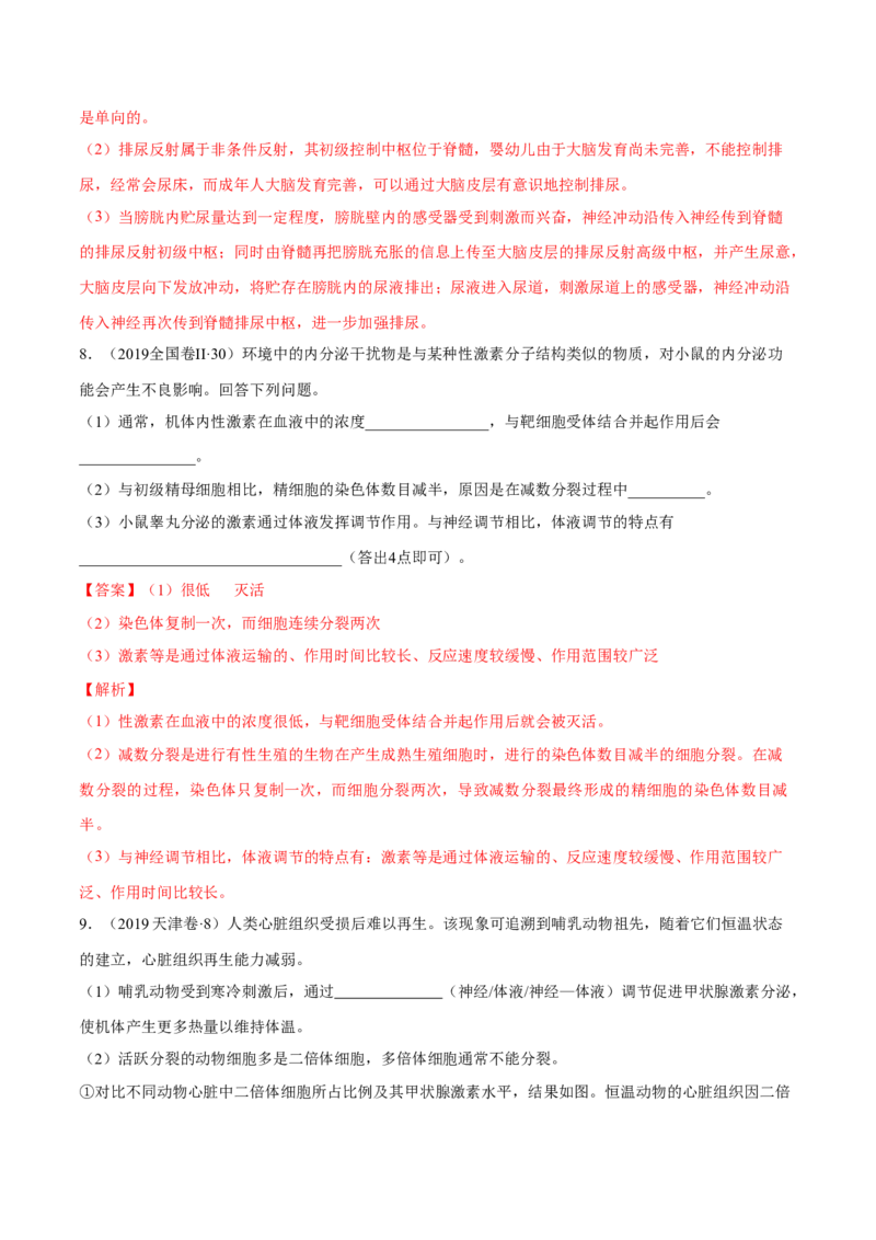 专题08神经调节与体液调节-十年（2012-2021）高考生物真题分项汇编（全国通用）（解析版）_高考真题分类汇编(2012-2022)生物_高考真题分项汇编(2012-2021)生物