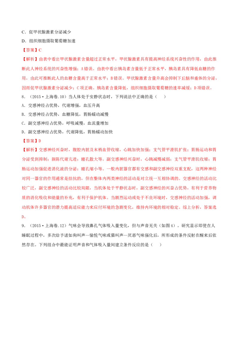 专题08神经调节与体液调节-十年（2012-2021）高考生物真题分项汇编（全国通用）（解析版）_高考真题分类汇编(2012-2022)生物_高考真题分项汇编(2012-2021)生物