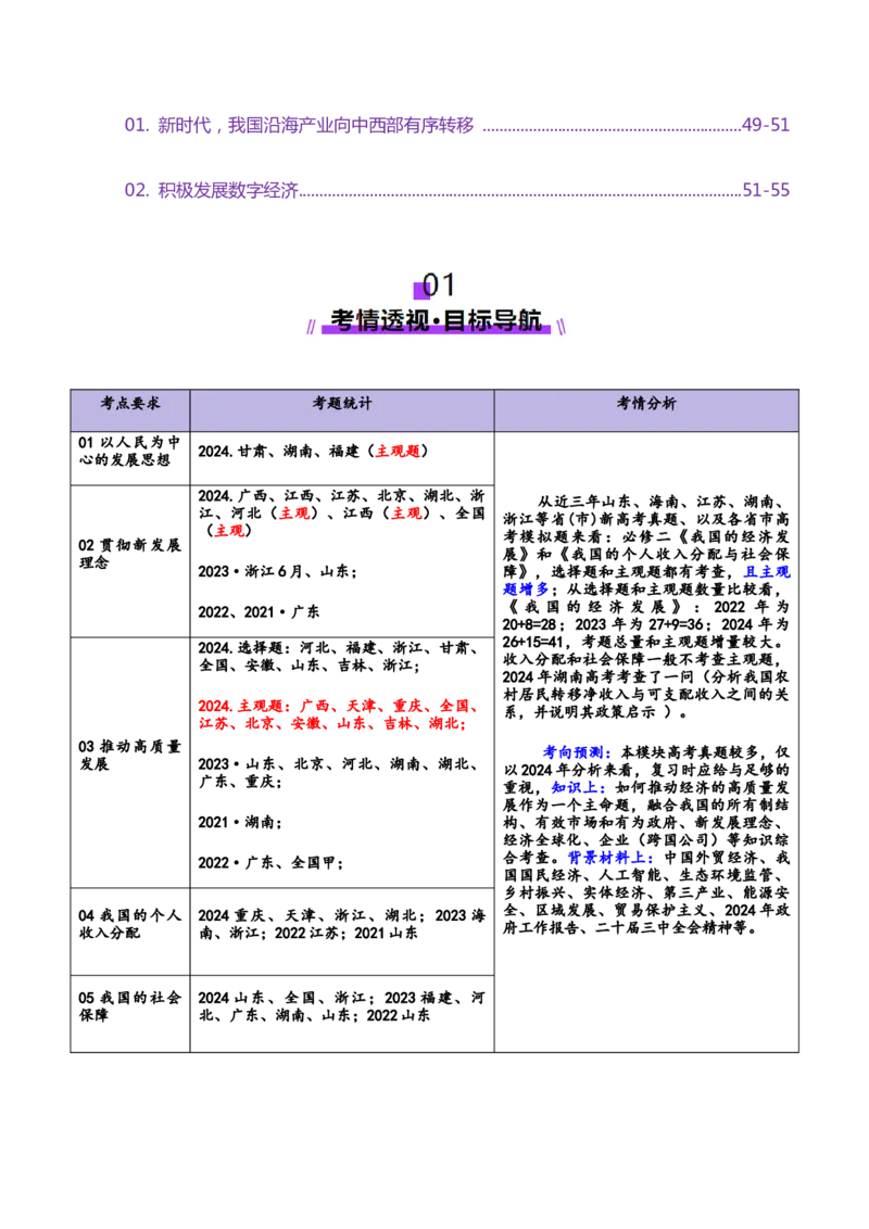 专题四经济发展与社会进步（讲义）（解析版）_42025年新高考资料_二轮复习_上好课2025年高考政治二轮复习讲练测（新高考通用）338376762