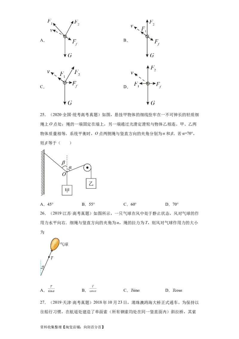 专题02相互作用(原卷版)_通用版（老高考）复习资料_2024年复习资料_完五年（2019-2023）高考物理真题分项汇编（全国通用）