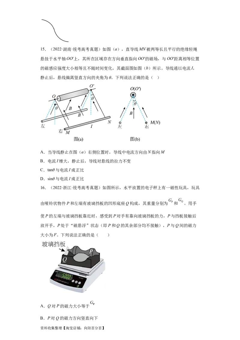 专题02相互作用(原卷版)_通用版（老高考）复习资料_2024年复习资料_完五年（2019-2023）高考物理真题分项汇编（全国通用）