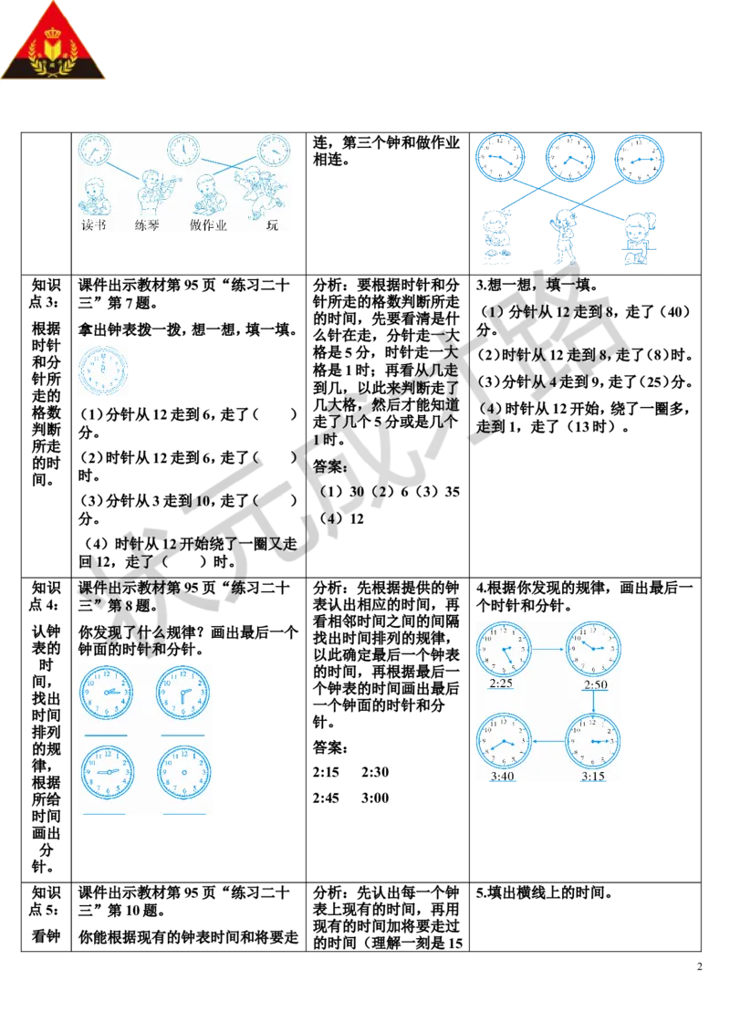 练习课_1-6年级上册_数学2年级上册教学资源包（新教材2025秋）_旧教材课件_导学案新版_7认识时间