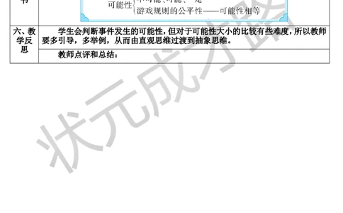 第3课时可能性（导学案）_1-6年级下册_R6数下新插图版_R6数下教案+学案_导学案_第6单元整理和复习_3.统计与概率