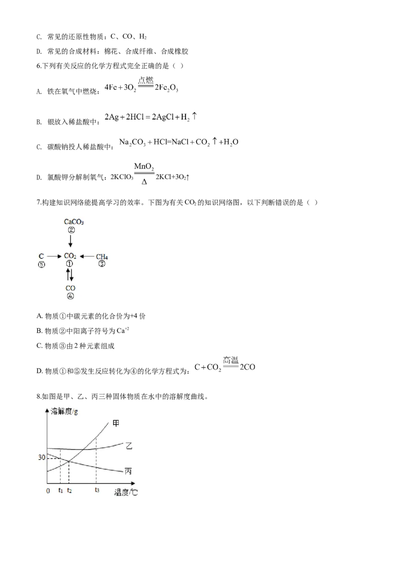 2020年四川省眉山市中考化学试卷（含解析版）_5.2015-2025年中考化学_2.化学中考真题2015-2024年_地区卷_四川省_四川眉山化学12-21