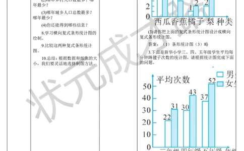 第3课时复式条形统计图_1-6年级下册_R4数下新插图版_R4数下教案+学案_导学案_8平均数与条形统计图
