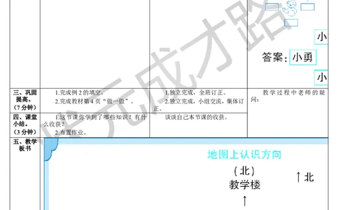 第2课时地图上认识方向_1-6年级下册_R3数下新插图版_旧教材资源_R3数下教案+学案_导学案_1位置与方向