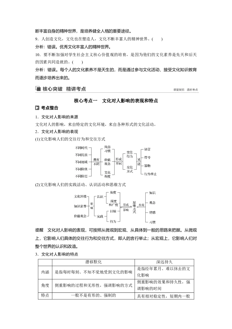 61第九单元文化与生活第22课　文化对人的影响_通用版（老高考）复习资料_2023年复习资料_一轮+二轮_政治高三一轮复习系列_政治高三一轮复习系列《一轮复习讲义》（教师版）