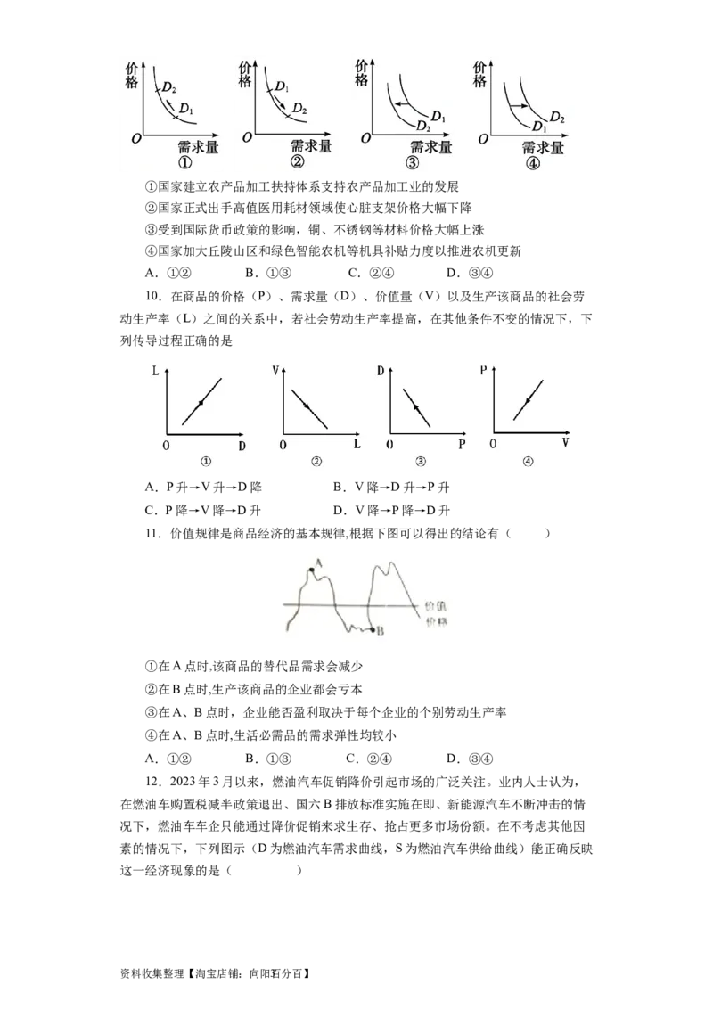 第二课多变的价格（原卷版）_通用版（老高考）复习资料_2024年复习资料_完备战2024年高考政治一轮复习考点帮（全国通用&middot;人教版）_必修一《经济生活》