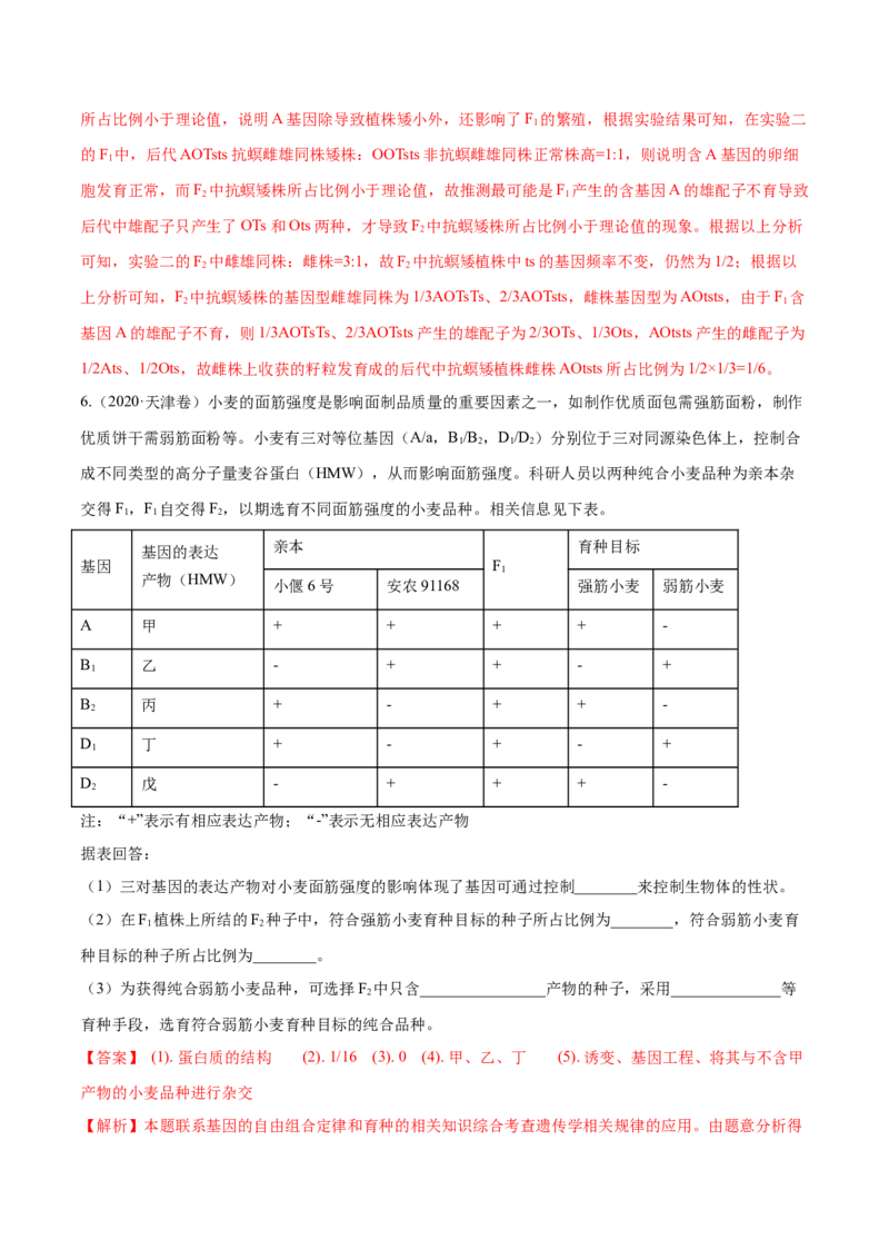 专题17遗传的基本定律综合-十年（2012-2021）高考生物真题分项汇编（全国通用）（解析版）_高考真题分类汇编(2012-2022)生物_高考真题分项汇编(2012-2021)生物
