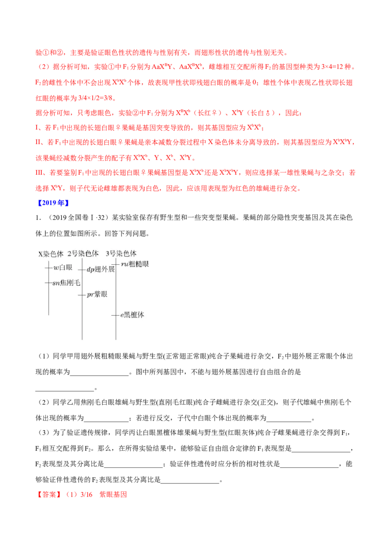 专题17遗传的基本定律综合-十年（2012-2021）高考生物真题分项汇编（全国通用）（解析版）_高考真题分类汇编(2012-2022)生物_高考真题分项汇编(2012-2021)生物