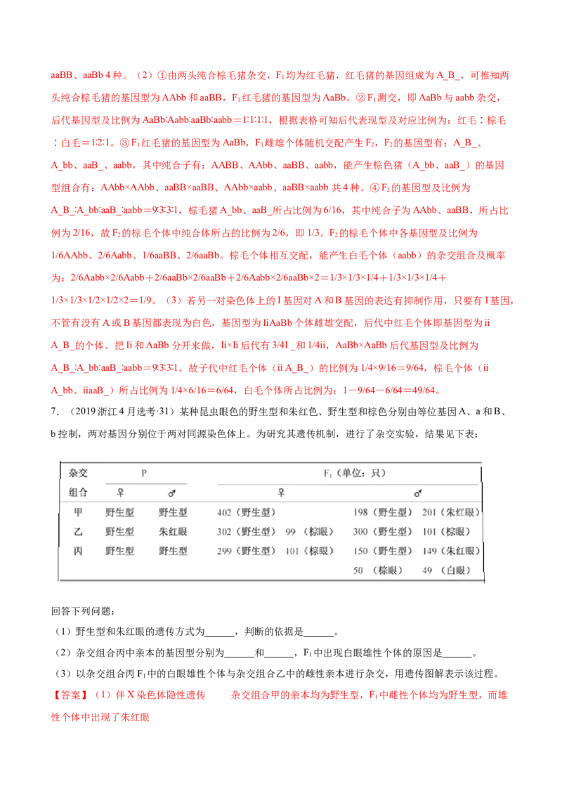 专题17遗传的基本定律综合-十年（2012-2021）高考生物真题分项汇编（全国通用）（解析版）_高考真题分类汇编(2012-2022)生物_高考真题分项汇编(2012-2021)生物