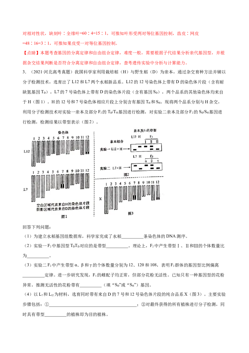 专题17遗传的基本定律综合-十年（2012-2021）高考生物真题分项汇编（全国通用）（解析版）_高考真题分类汇编(2012-2022)生物_高考真题分项汇编(2012-2021)生物