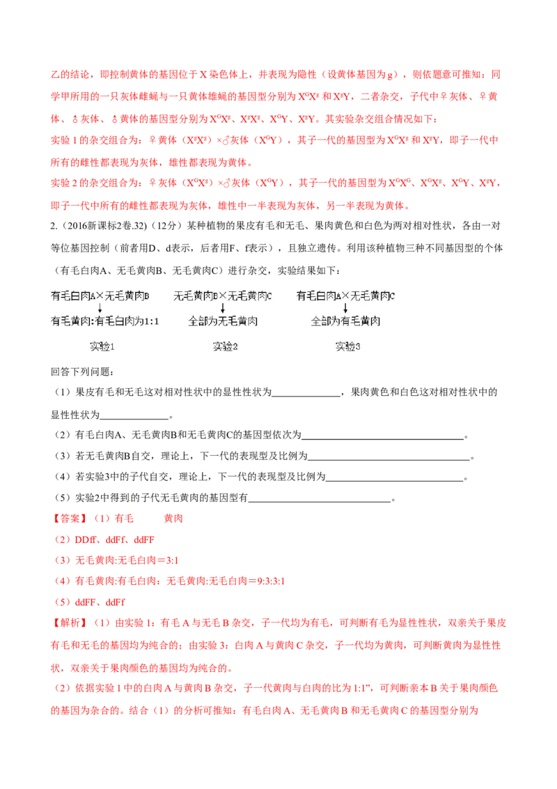 专题17遗传的基本定律综合-十年（2012-2021）高考生物真题分项汇编（全国通用）（解析版）_高考真题分类汇编(2012-2022)生物_高考真题分项汇编(2012-2021)生物