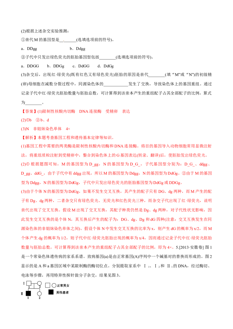专题17遗传的基本定律综合-十年（2012-2021）高考生物真题分项汇编（全国通用）（解析版）_高考真题分类汇编(2012-2022)生物_高考真题分项汇编(2012-2021)生物