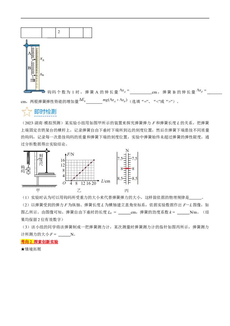 考点08实验：探究弹簧弹力与形变量的关系（原卷版）_通用版（老高考）复习资料_2024年复习资料_完备战2024年高考物理一轮复习考点帮（全国通用）