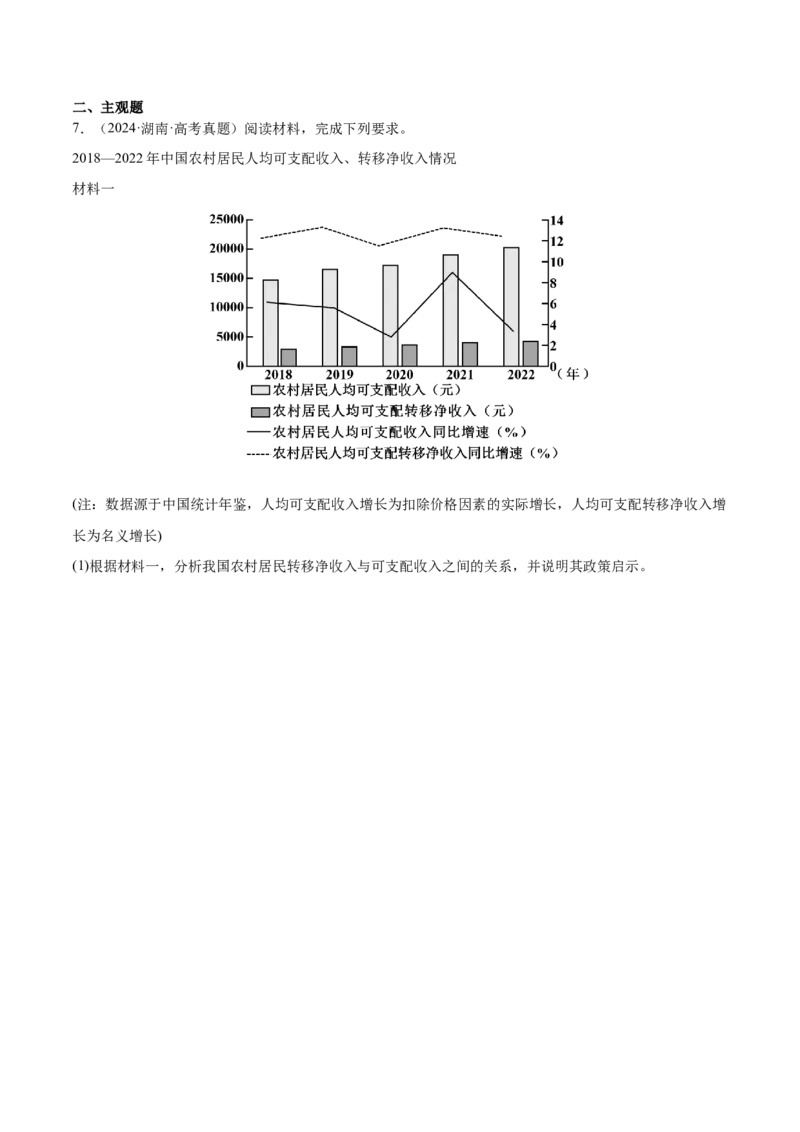 专题04经济发展与社会进步（练习）（原卷版）_42025年新高考资料_二轮复习_上好课2025年高考政治二轮复习讲练测（新高考通用）338376762