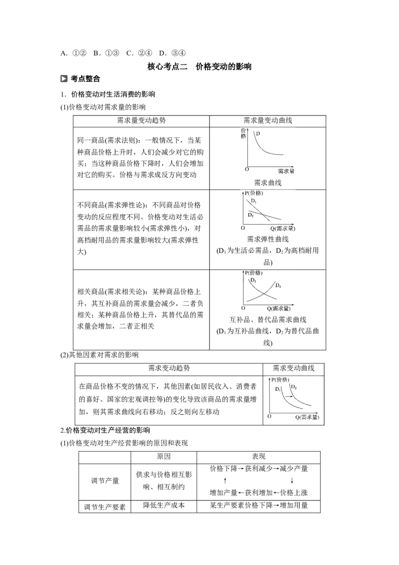 02第一单元生活与消费第2课　多变的价格_通用版（老高考）复习资料_2023年复习资料_一轮+二轮_政治高三一轮复习系列_政治高三一轮复习系列《一轮复习讲义》（学生版）
