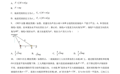 第08讲受力分析共点力平衡（练习）（原卷版）_新高考复习资料_2024新高考复习资料_一轮复习资料_2024年高考物理一轮复习讲练测（讲义+练习+课件）（新高考）_讲义+练习