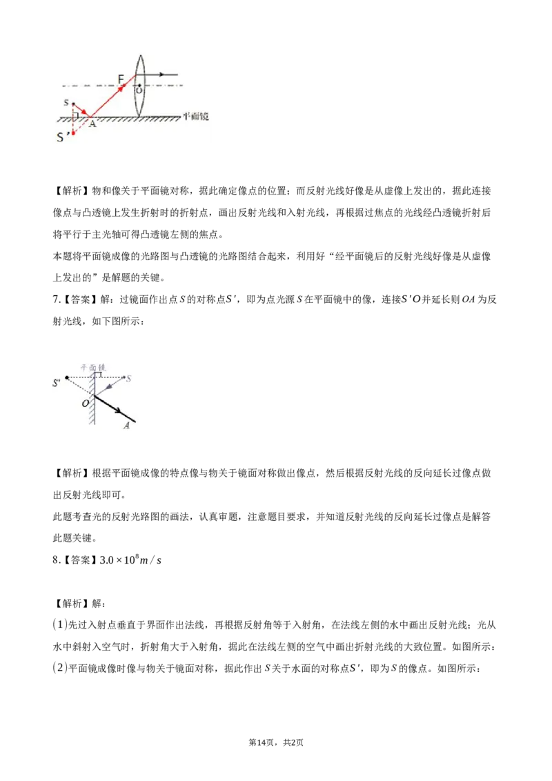 2020全国物理中考题分类汇编19&mdash;《光学作图》_4.2015-2025年中考物理_2.物理中考真题2015-2024年_2020中考物理真题110份_2020全国物理中考题分类汇编