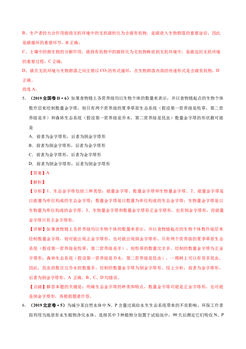 专题12生态系统及其保护-三年（2020-2022）高考真题生物分项汇编（全国通用）（解析版）_高考真题分类汇编(2012-2022)生物_高考真题分项汇编(2020-2022)生物