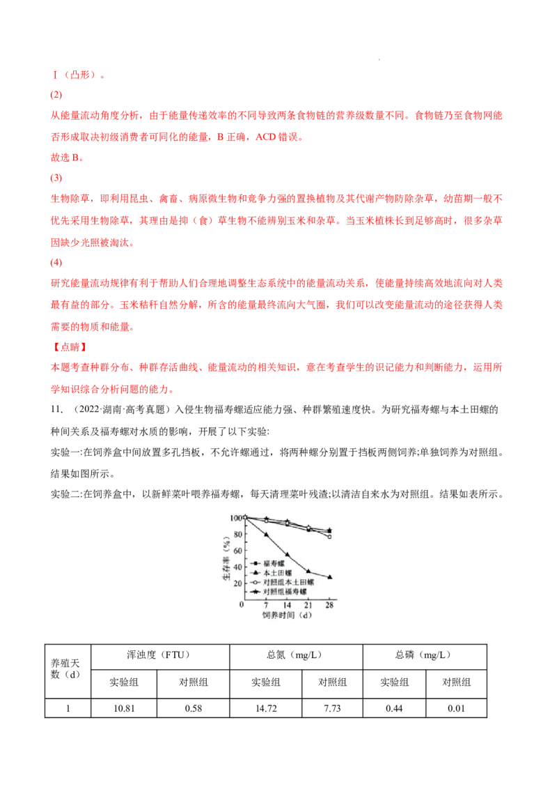 专题12生态系统及其保护-三年（2020-2022）高考真题生物分项汇编（全国通用）（解析版）_高考真题分类汇编(2012-2022)生物_高考真题分项汇编(2020-2022)生物