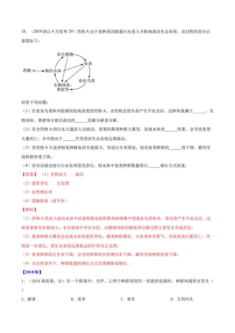 专题10种群和群落及生态系统-十年（2012-2021）高考生物真题分项汇编（全国通用）（解析版）_高考真题分类汇编(2012-2022)生物_高考真题分项汇编(2012-2021)生物