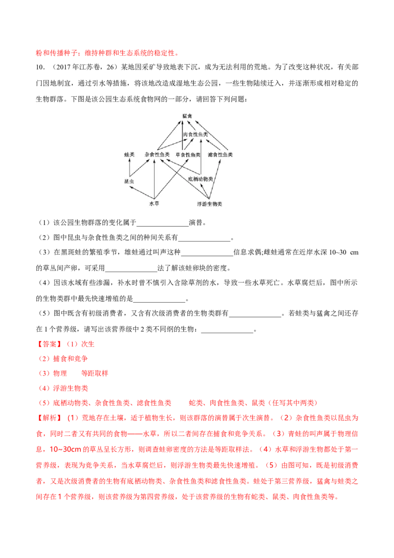 专题10种群和群落及生态系统-十年（2012-2021）高考生物真题分项汇编（全国通用）（解析版）_高考真题分类汇编(2012-2022)生物_高考真题分项汇编(2012-2021)生物